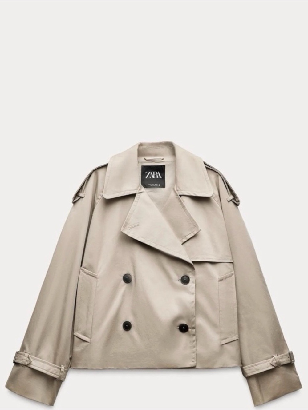 Zara Cropped Tan Double-Breasted Trench Jacket